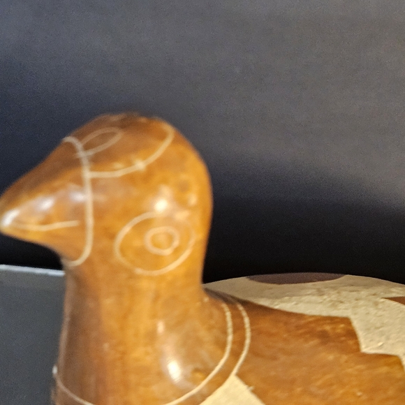 VTG Tonala Mexican Folk Art Burnished Etched Clay Pottery Duck Bird Figurine - Picture 8 of 11